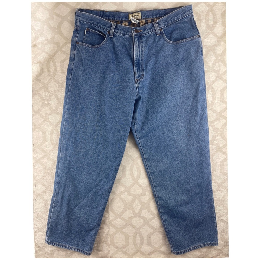 LL Bean Mens Relaxed Fit Flannel Lined Jeans Blue Denim 40x30 139426 Medium Wash